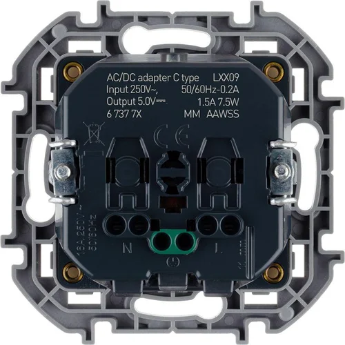 Розетка 1-м СП Inspiria 16А IP20 250В 2P+E немецк. стандарт с заряд. устройством USB тип C 1.5А 5В м Розетка 1-м СП Inspiria 16А IP20 250В 2P+E немецк. стандарт с заряд. устройством USB тип C 1.5А 5В м